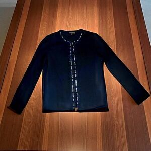 Pearls and Cashmere Black Short Cardigan